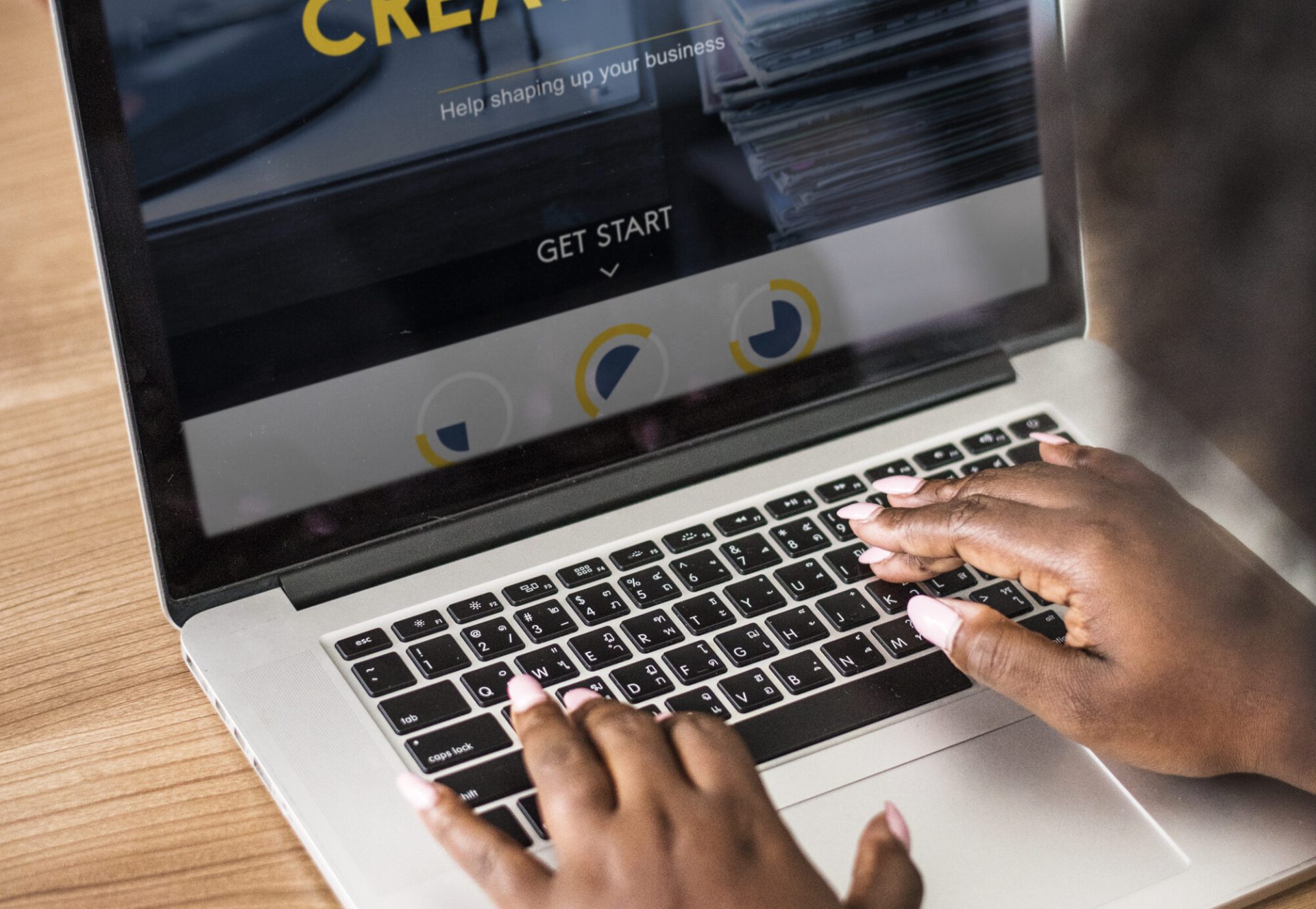 Woman working on a laptop